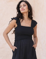 Women Seraphine Jumpsuits | Linen-Blend Maternity-To-Nursing Jumpsuit