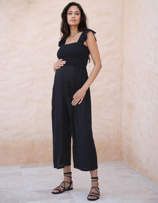 Women Seraphine Jumpsuits | Linen-Blend Maternity-To-Nursing Jumpsuit