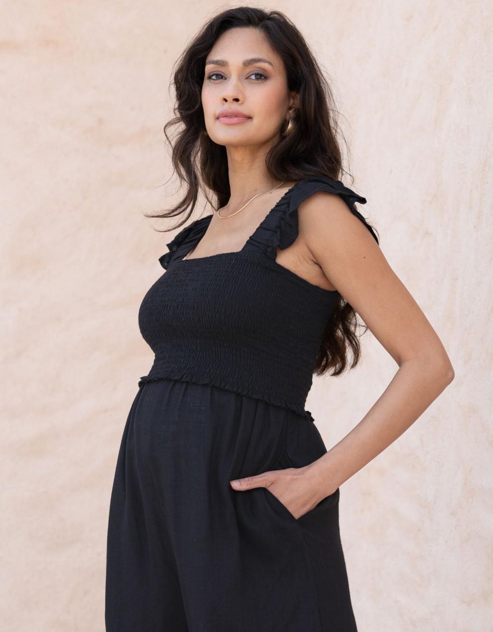 Women Seraphine Jumpsuits | Linen-Blend Maternity-To-Nursing Jumpsuit