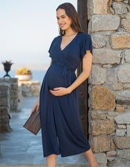 Women Seraphine Jumpsuits | Navy Blue Maternity &amp; Nursing Jumpsuit
