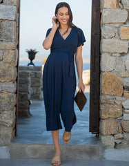 Women Seraphine Jumpsuits | Navy Blue Maternity &amp; Nursing Jumpsuit