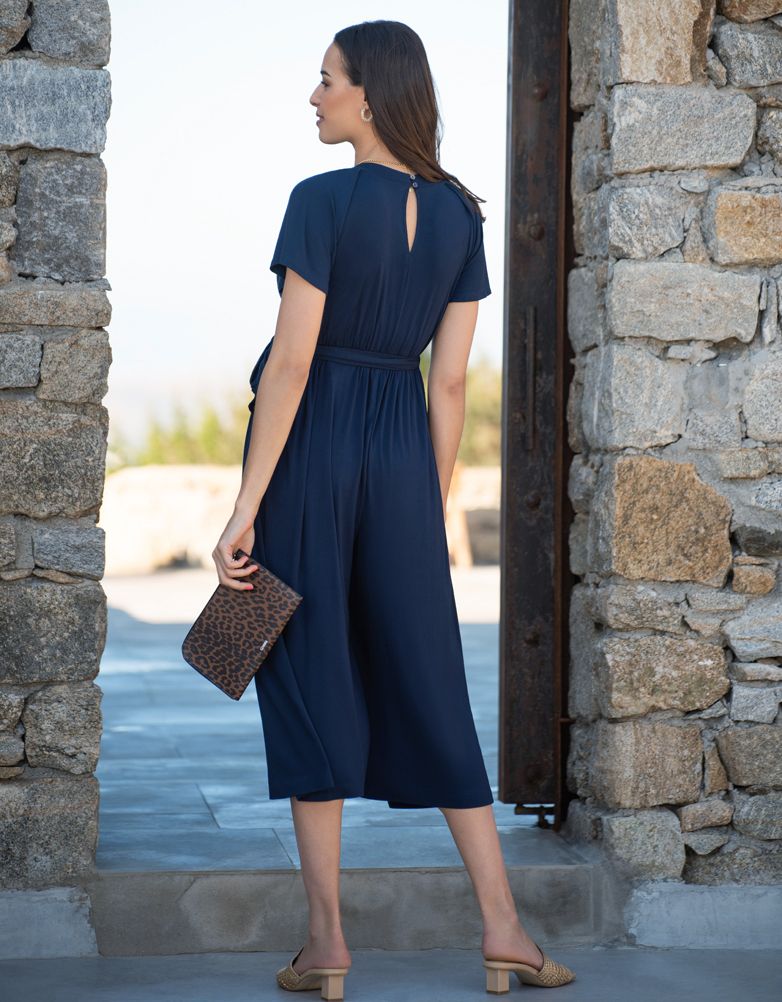 Women Seraphine Jumpsuits | Navy Blue Maternity &amp; Nursing Jumpsuit