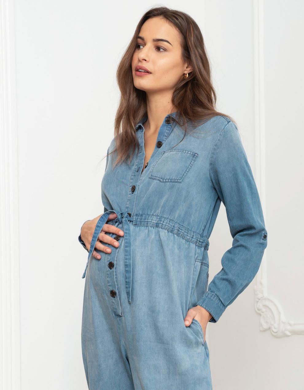 Women Seraphine Jumpsuits | Tencel Denim Maternity Jumpsuit