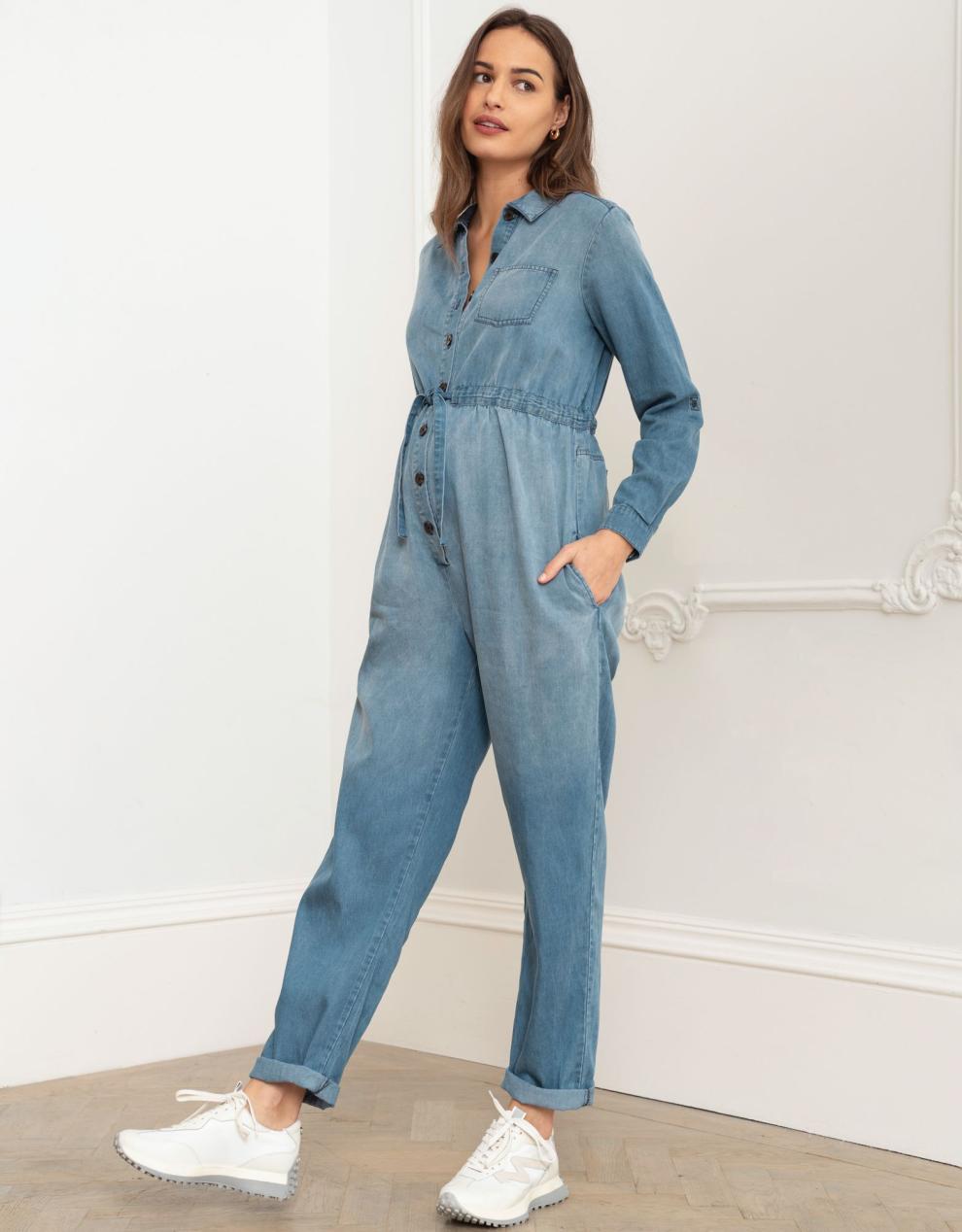 Women Seraphine Jumpsuits | Tencel Denim Maternity Jumpsuit