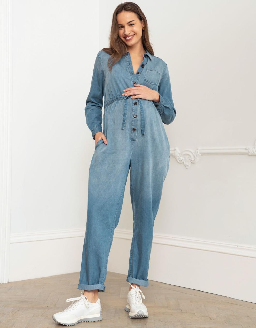 Women Seraphine Jumpsuits | Tencel Denim Maternity Jumpsuit