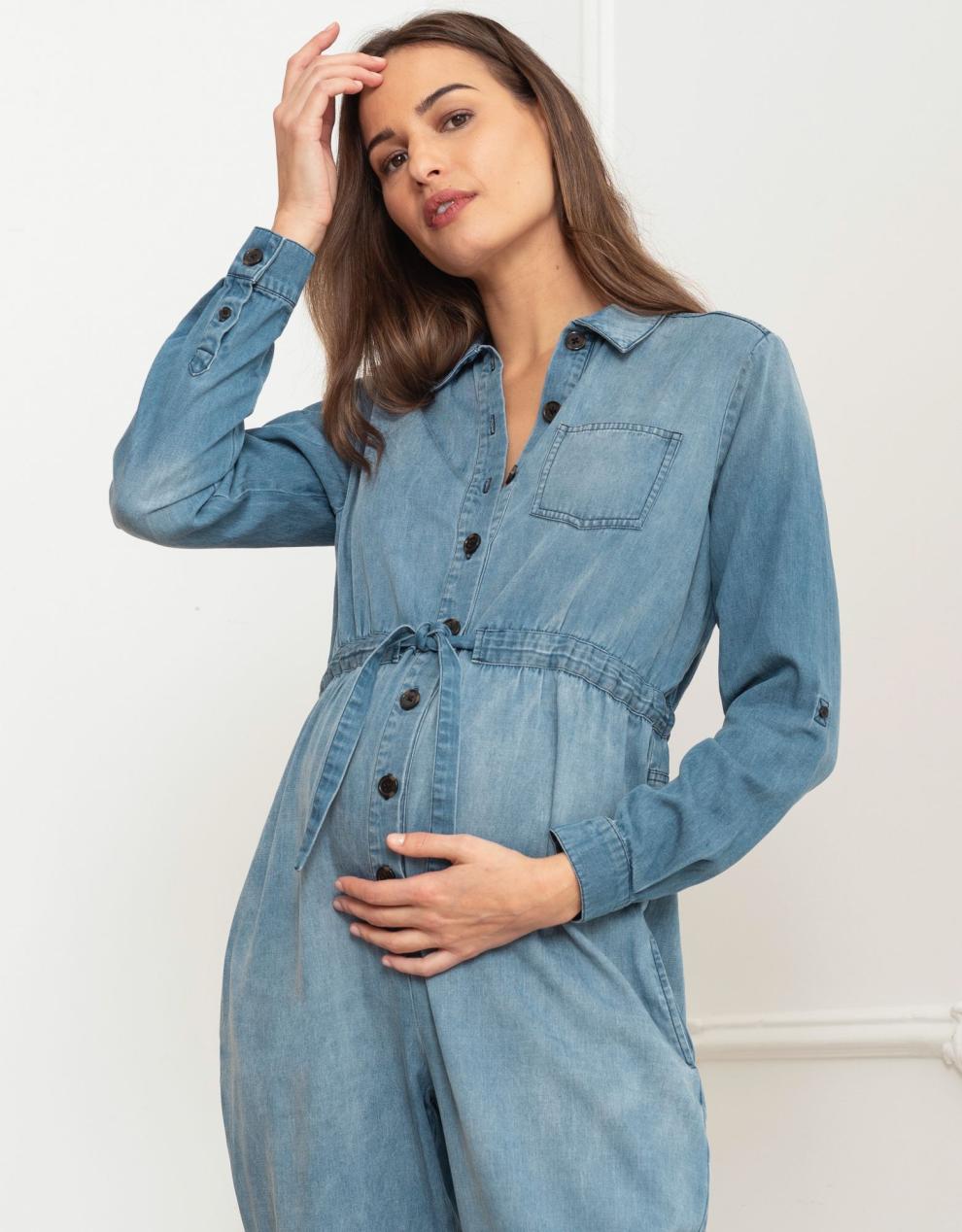 Women Seraphine Jumpsuits | Tencel Denim Maternity Jumpsuit