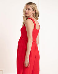 Women Seraphine Jumpsuits | Wide Leg Cropped Red Maternity &amp; Nursing Jumpsuit