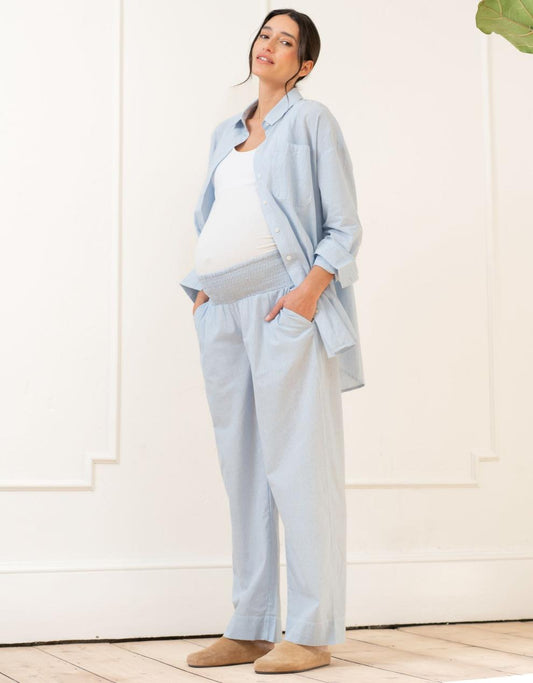Women Seraphine Kits &amp; Sets | Fine Stripe Full-Length Cotton Pyjama Maternity-To-Nursing Set