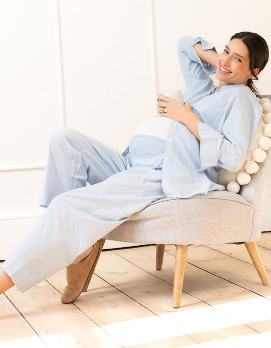 Women Seraphine Kits &amp; Sets | Fine Stripe Full-Length Cotton Pyjama Maternity-To-Nursing Set