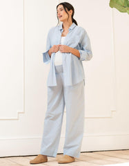 Women Seraphine Kits &amp; Sets | Fine Stripe Full-Length Cotton Pyjama Maternity-To-Nursing Set