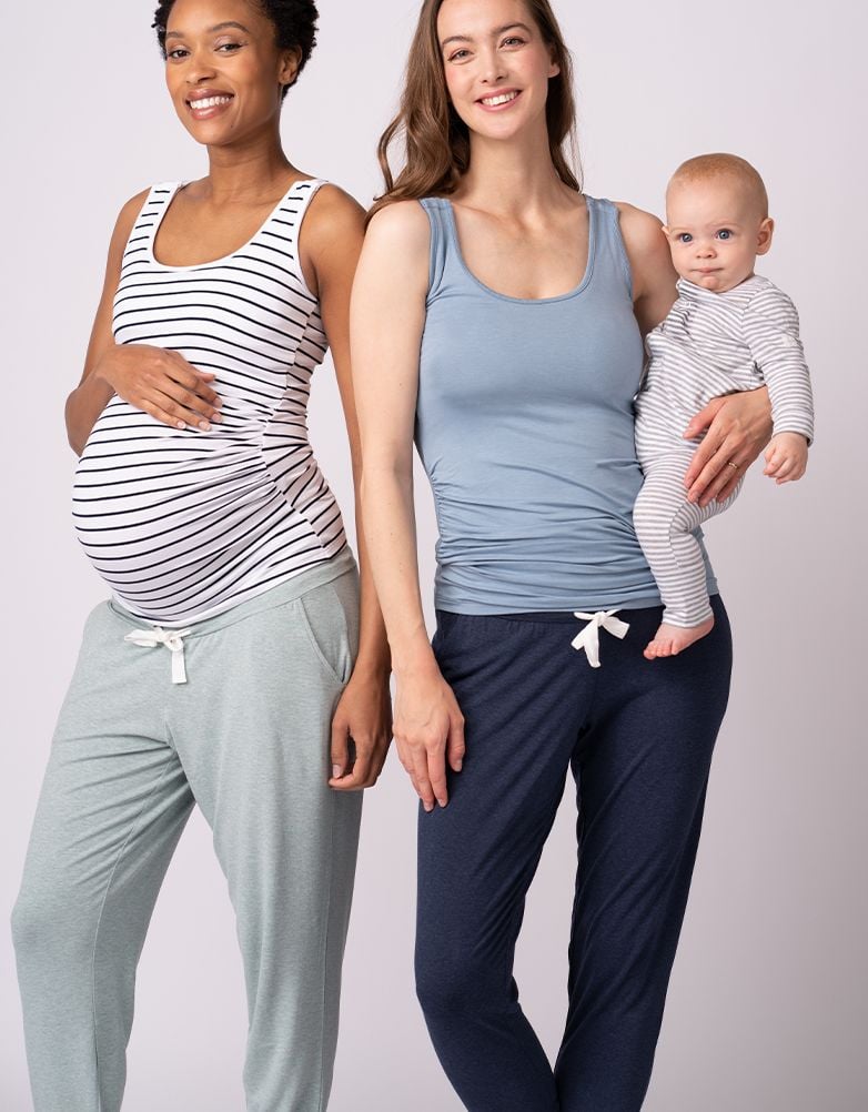 Women Seraphine Kits &amp; Sets | Maternity Lounge Pants – Navy &amp; Sage Twin Pack