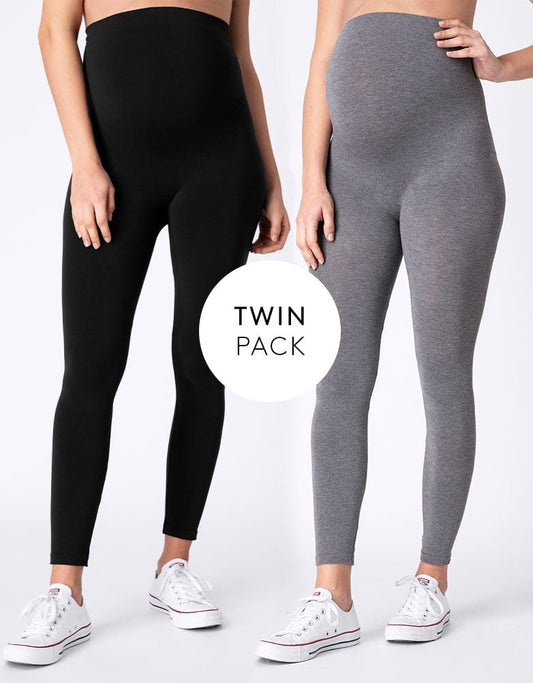 Women Seraphine Kits &amp; Sets | Twin Pack Bamboo Maternity Leggings – Black &amp; Grey
