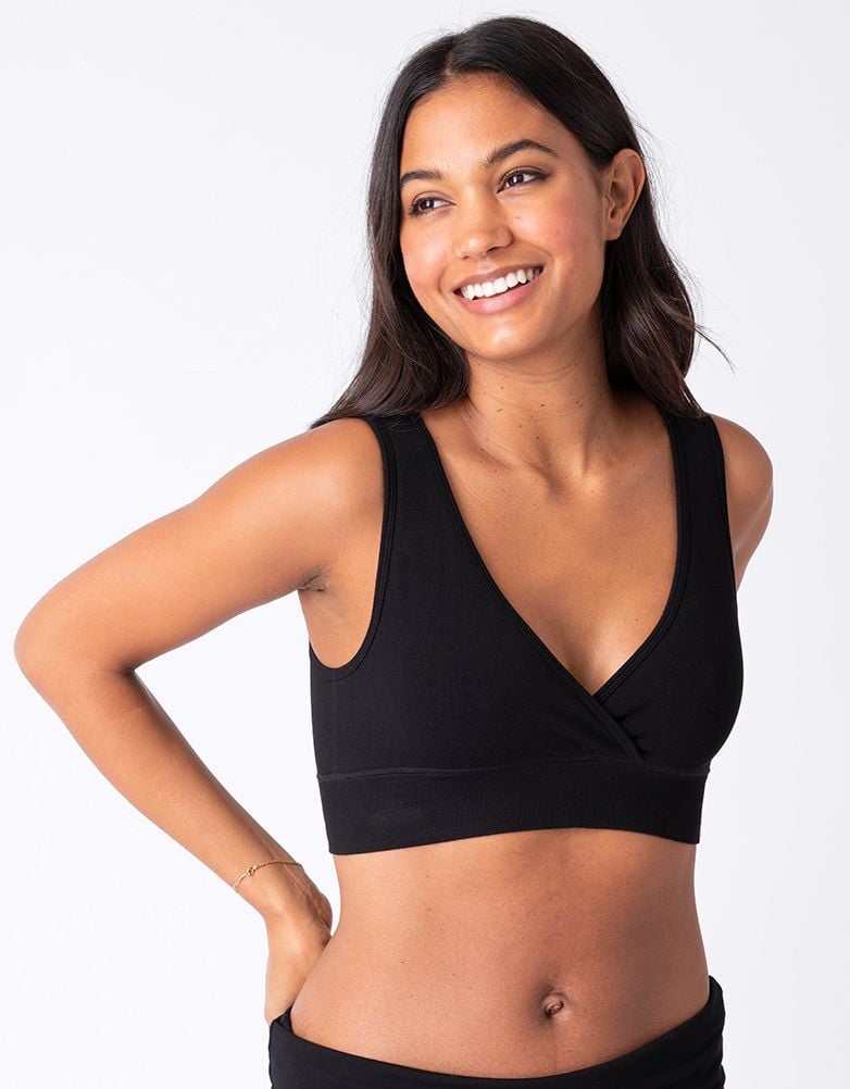 Women Seraphine Kits &amp; Sets | Twin Pack Bamboo Maternity &amp; Nursing Sleep Bras – Black &amp; Blush