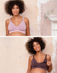 Women Seraphine Kits &amp; Sets | Twin Pack Bamboo Nursing Bras – Mocha &amp; Mauve
