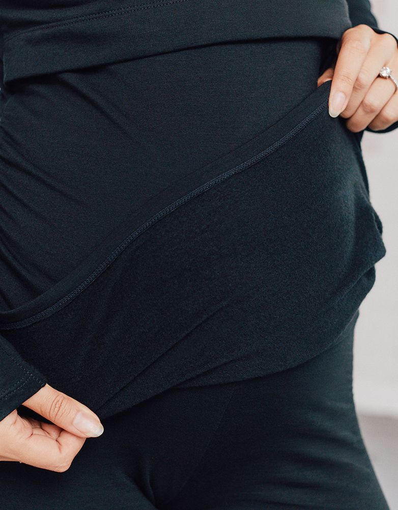 Women Seraphine Leggings &amp; Tights | Black Thermal Maternity Leggings