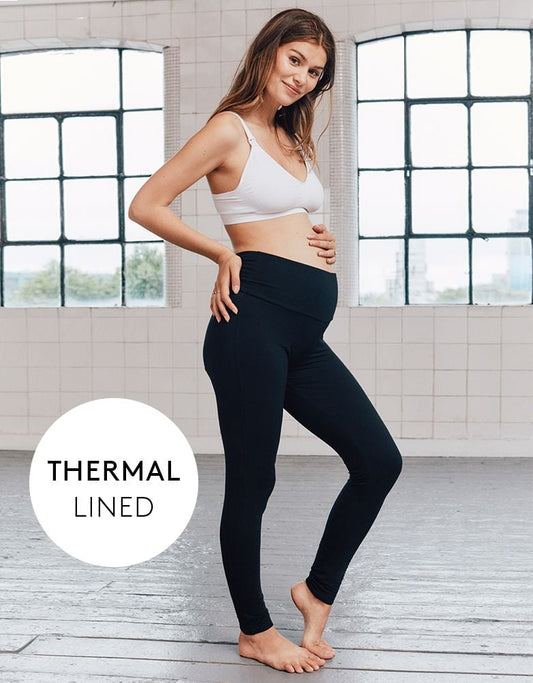 Women Seraphine Leggings &amp; Tights | Black Thermal Maternity Leggings
