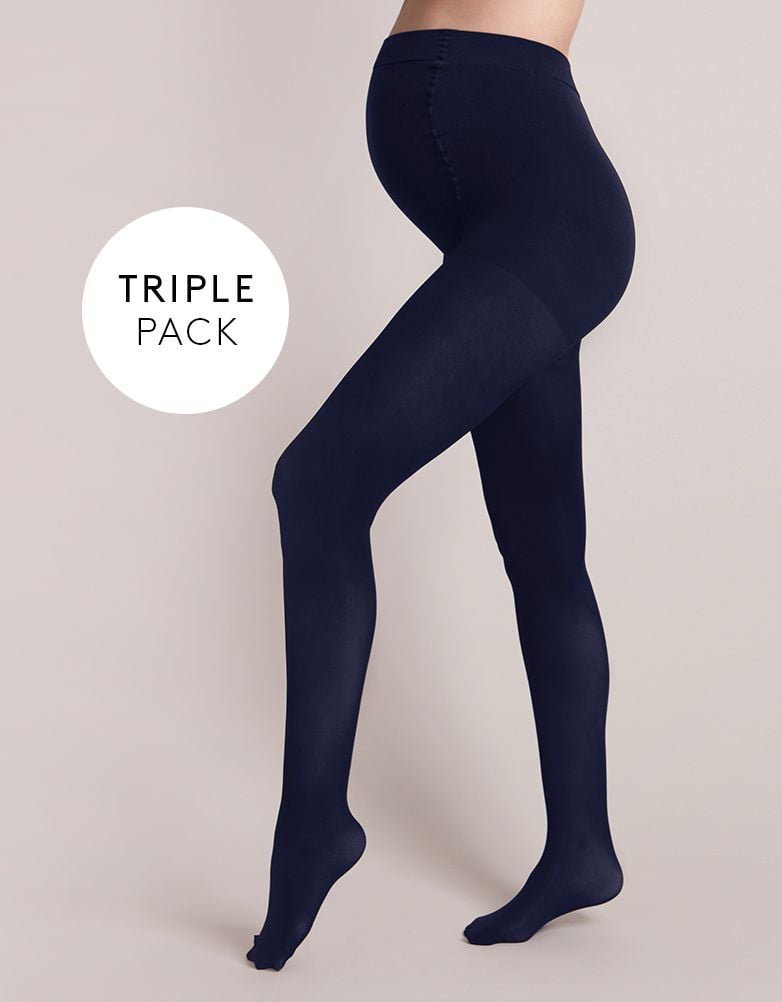 Women Seraphine Lingerie &amp; Shapewear | 100 Denier Navy Maternity Tights – 3 Pack