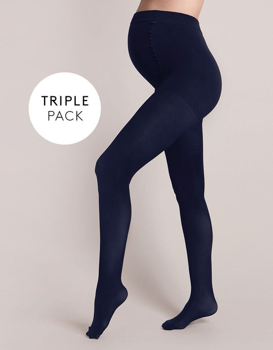 Women Seraphine Lingerie &amp; Shapewear | 100 Denier Navy Maternity Tights – 3 Pack