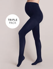 Women Seraphine Lingerie &amp; Shapewear | 100 Denier Navy Maternity Tights – 3 Pack