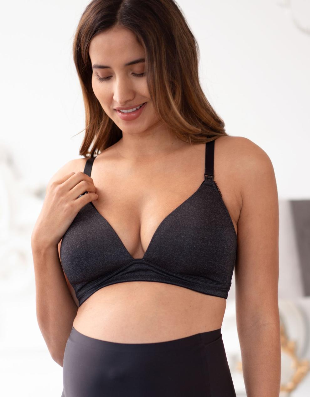 Women Seraphine Lingerie &amp; Shapewear | Charcoal Marl Maternity &amp; Nursing Wireless Bra