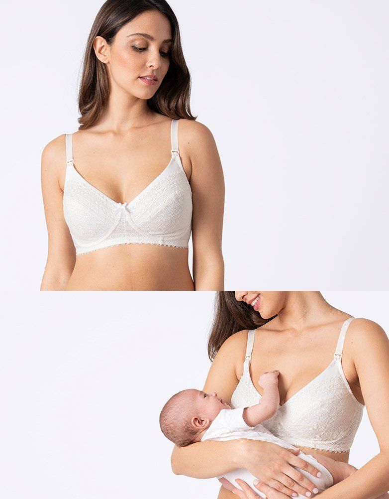 Women Seraphine Lingerie &amp; Shapewear | Seraphine Ivory Lace Maternity &amp; Nursing Bra