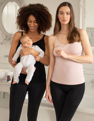 Women Seraphine Lingerie &amp; Shapewear | Twin Pack Bamboo Maternity &amp; Nursing Vests - Black &amp; Blush