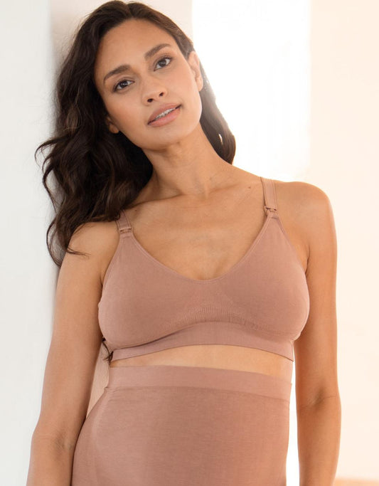 Women Seraphine Lingerie &amp; Shapewear | Twin Pack Seamless Bamboo Maternity-To-Nursing Bras - Cappuccino