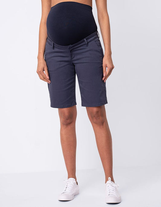 Women Seraphine Shorts | Cotton Blend Navy Blue Maternity Shorts