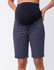 Women Seraphine Shorts | Cotton Blend Navy Blue Maternity Shorts