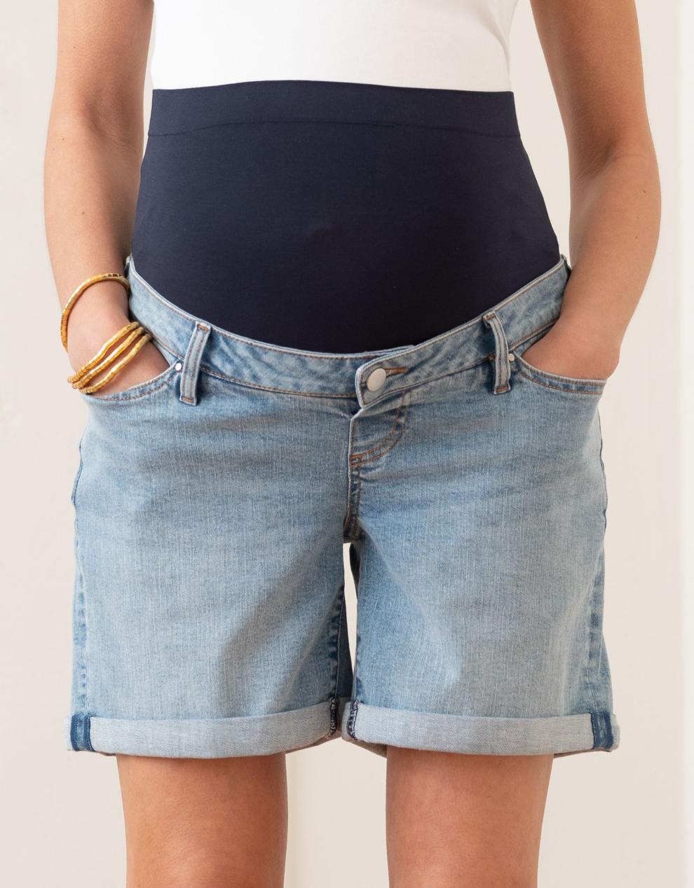 Women Seraphine Shorts | Stretch Denim Over Bump Maternity Shorts