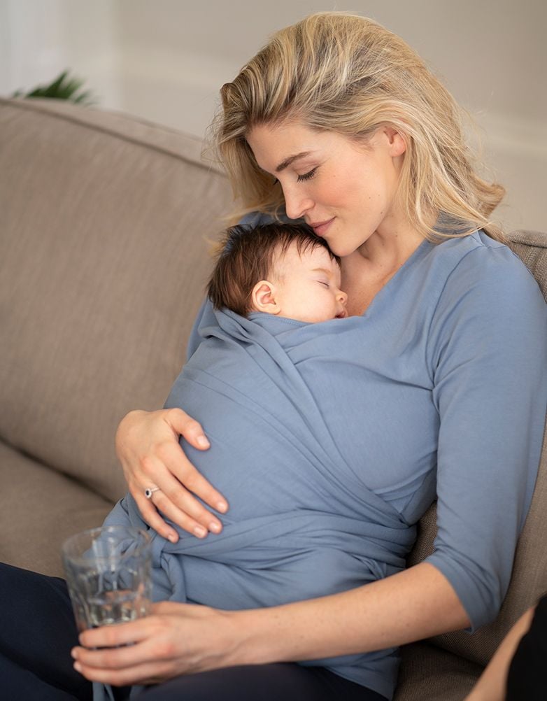 Women Seraphine Skin To Skin | Slate Blue Cotton ¾ Sleeve Skin To Skin Top