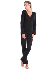 Women Seraphine Sleepwear | Black Bamboo Lounge Maternity Pajamas
