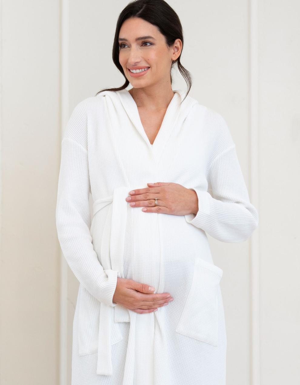 Women Seraphine Sleepwear | Cotton Hooded Waffle Maternity-To-Nursing Dressing Gown