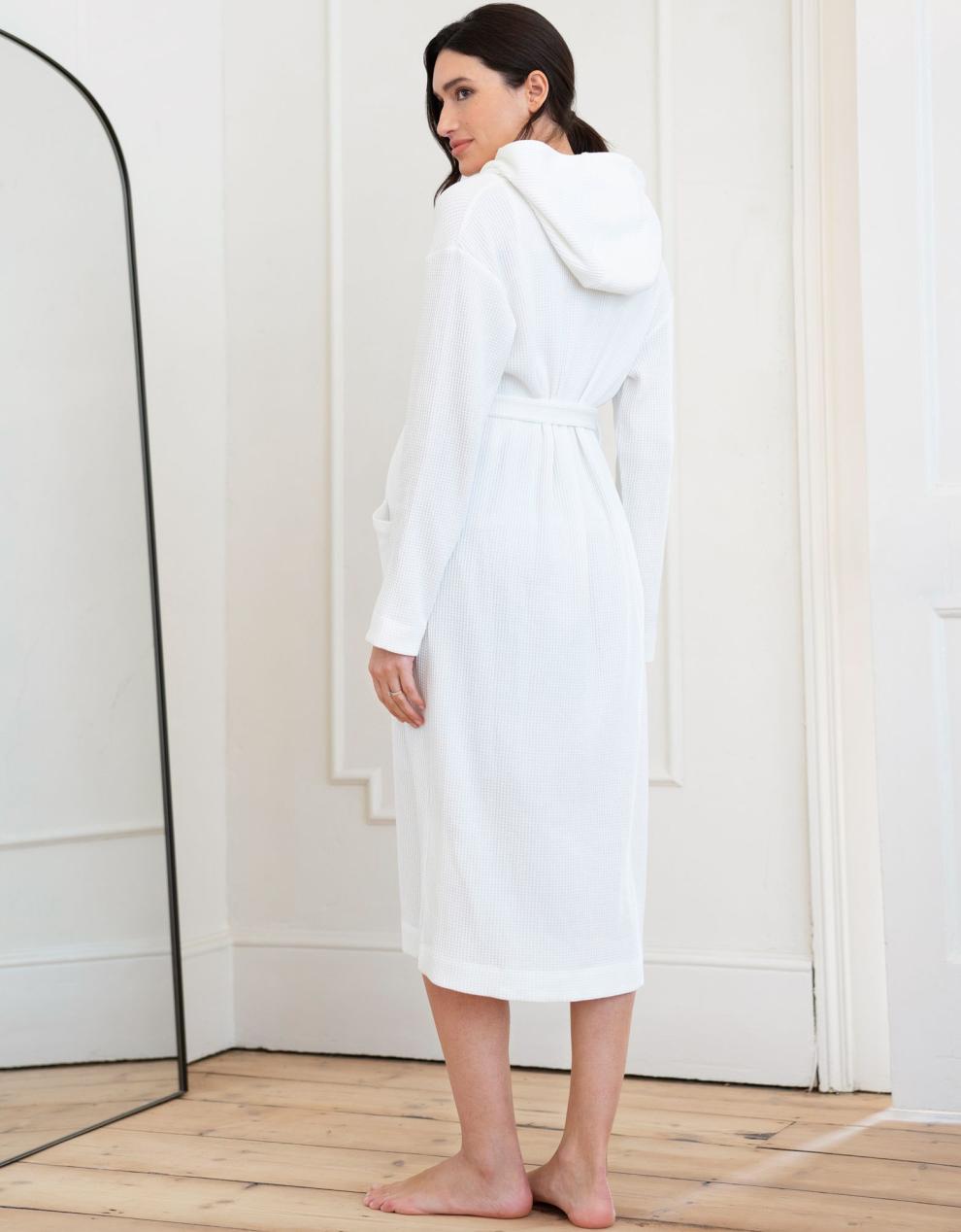Women Seraphine Sleepwear | Cotton Hooded Waffle Maternity-To-Nursing Dressing Gown