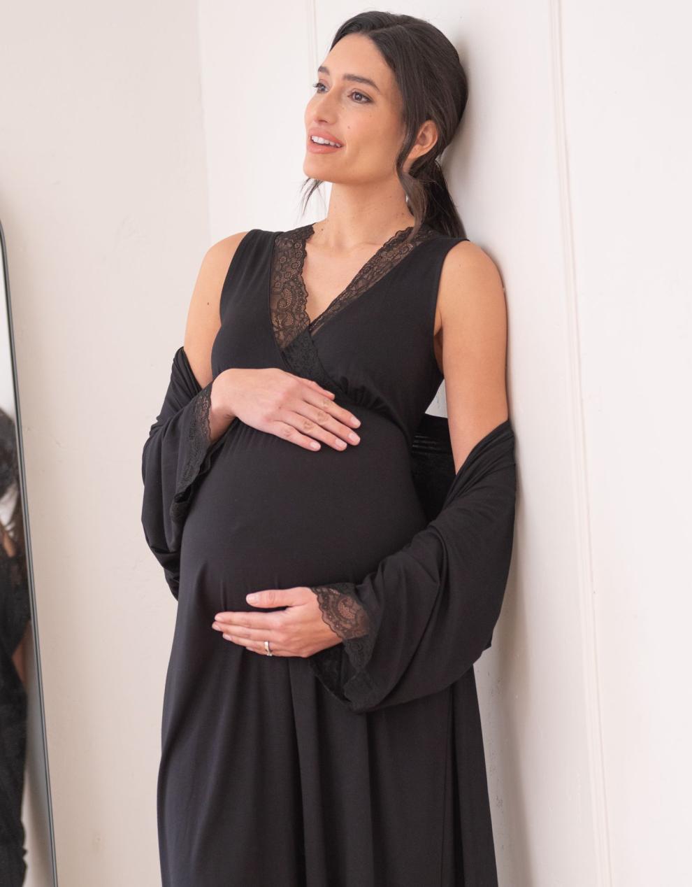 Women Seraphine Sleepwear | Lace Trim Crossover Maternity-To-Nursing Nightie