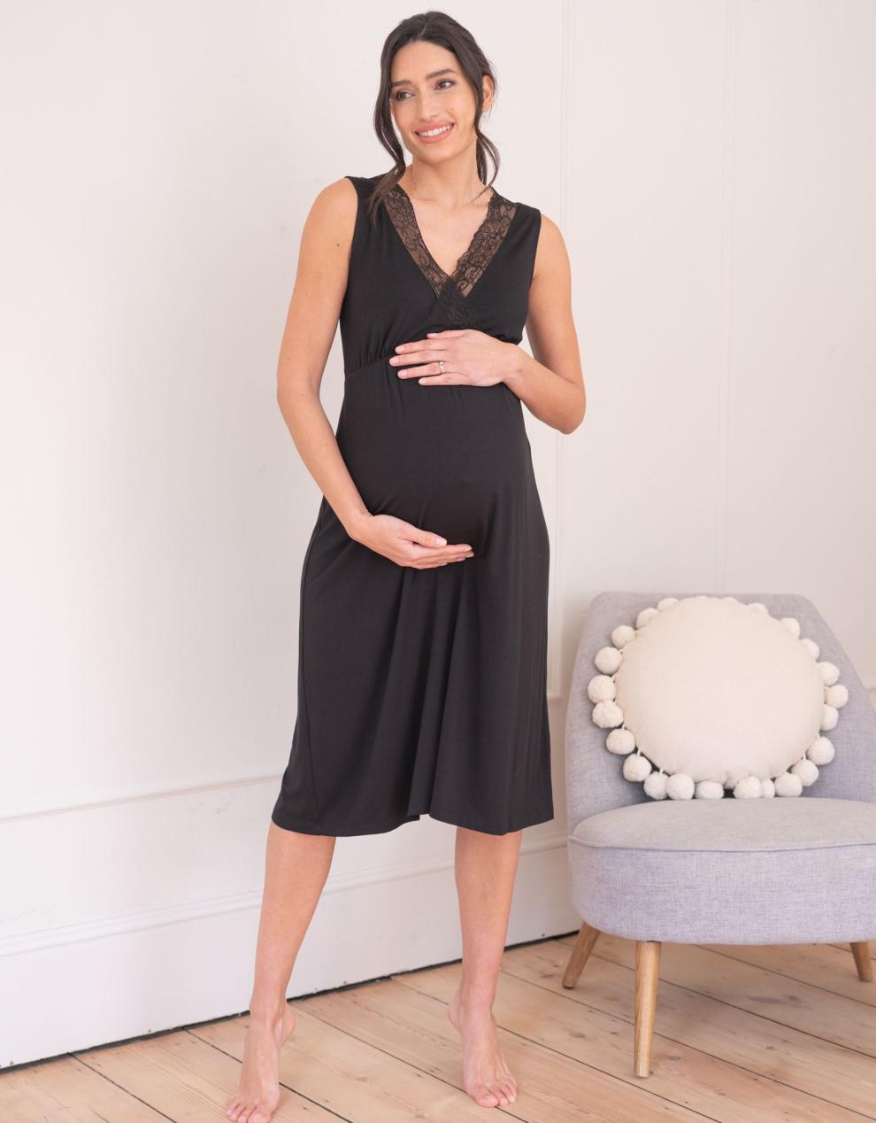 Women Seraphine Sleepwear | Lace Trim Crossover Maternity-To-Nursing Nightie