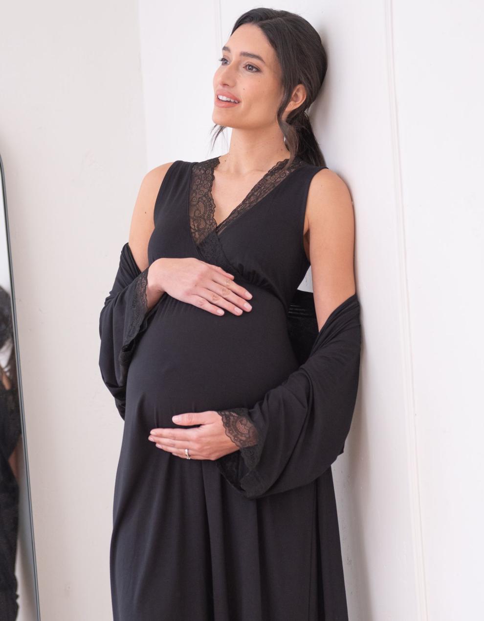 Women Seraphine Sleepwear | Lace Trim Kimono-Style Dressing Maternity-To-Nursing Gown