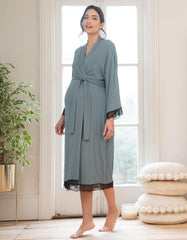 Women Seraphine Sleepwear | Lace Trim Kimono-Style Dressing Maternity-To-Nursing Gown
