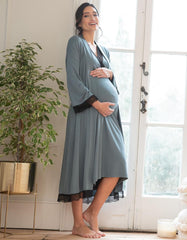 Women Seraphine Sleepwear | Lace Trim Kimono-Style Dressing Maternity-To-Nursing Gown