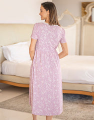 Women Seraphine Sleepwear | Lilac Floral Cotton Maternity &amp; Nursing Night Dress