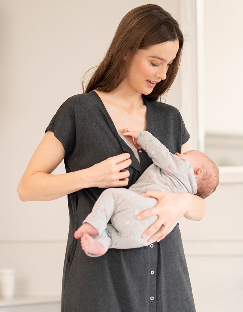 Women Seraphine Sleepwear | Maternity Hospital Bag Midi Labor Gown In Organic Cotton US