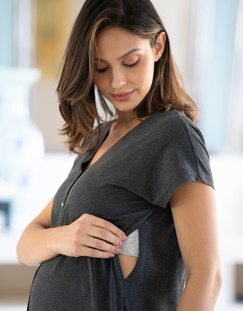 Women Seraphine Sleepwear | Maternity Hospital Bag Midi Labor Gown In Organic Cotton US