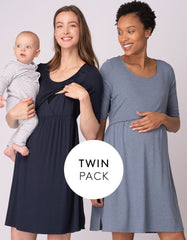 Women Seraphine Sleepwear | Stretch Jersey Maternity &amp; Nursing Nighties – Twin Pack