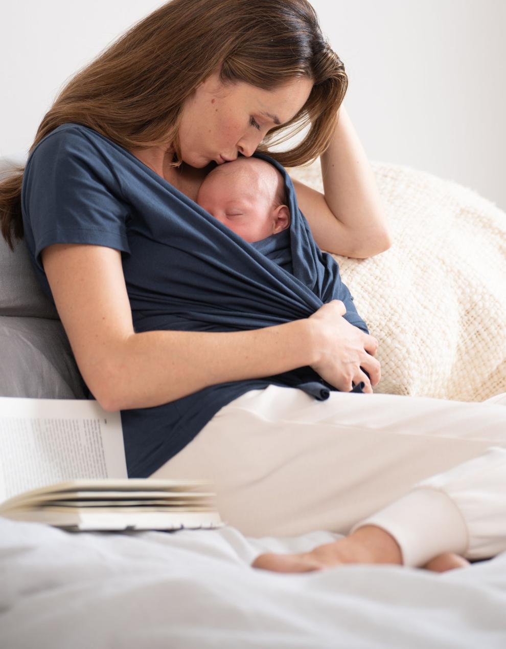 Women Seraphine Tops | Navy Cotton Short Sleeve Skin To Skin Top