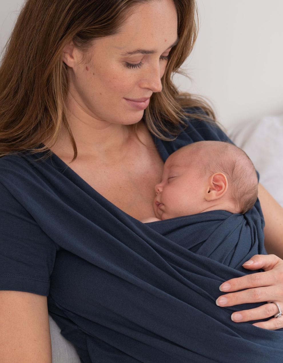 Women Seraphine Tops | Navy Cotton Short Sleeve Skin To Skin Top