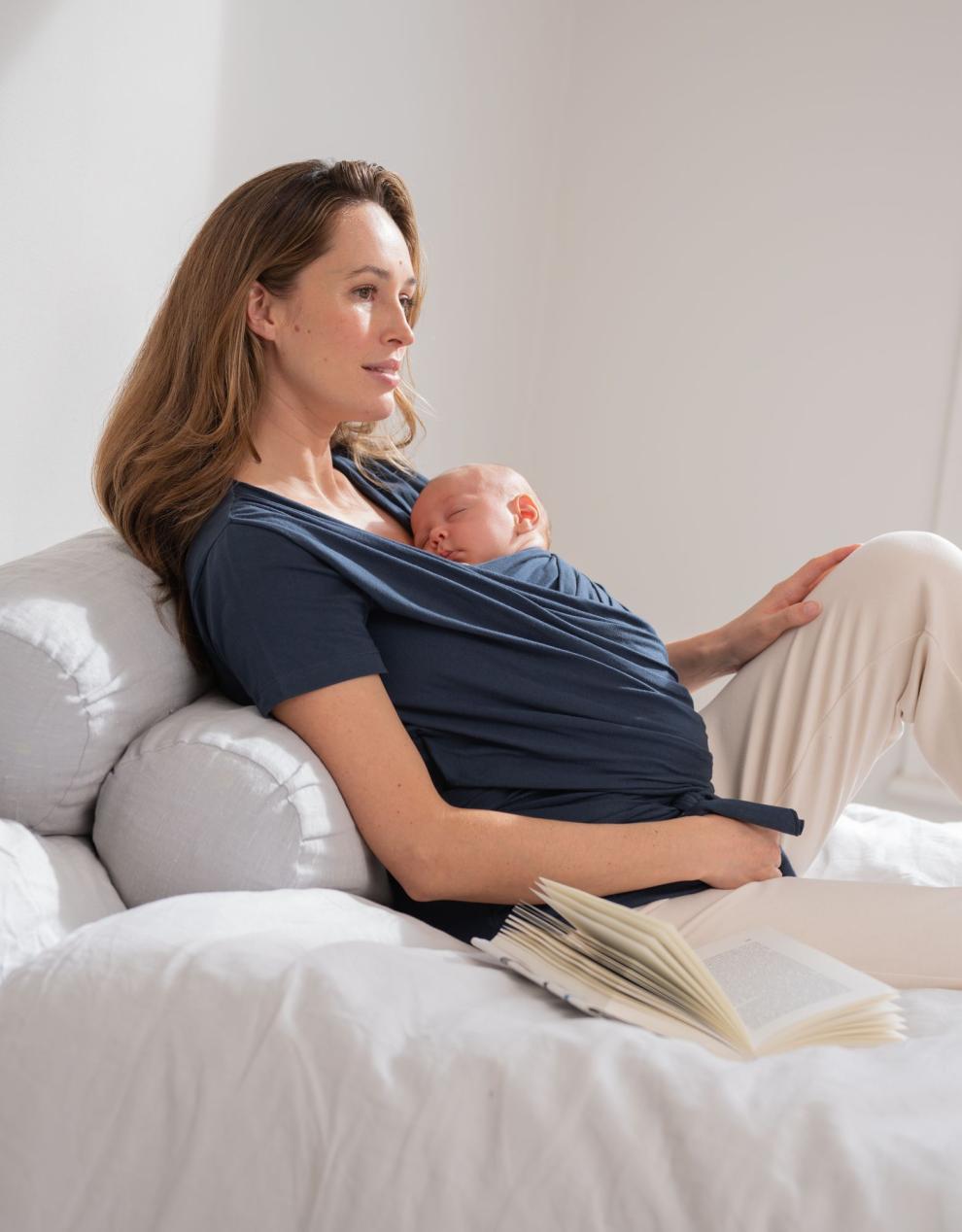 Women Seraphine Tops | Navy Cotton Short Sleeve Skin To Skin Top