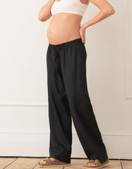Women Seraphine Trousers &amp; Skirts | Wide-Leg Linen-Blend Under Bump Maternity Trousers